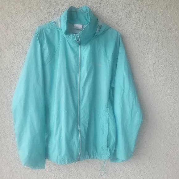 Columbia Women Light Blue Raincoat Windbreaker - Picture 3 of 11